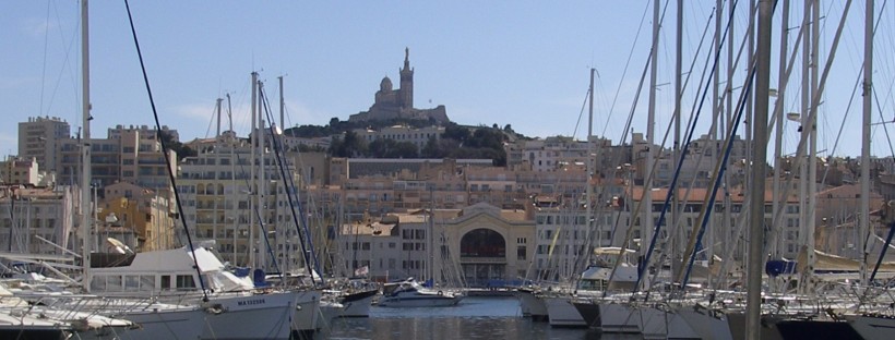 View of the boats on the Old Harbor in Marseille