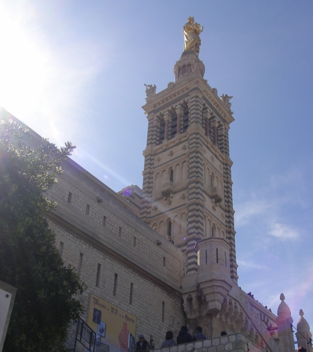 view of one of the most emblematic places of Marseille (Notre Dame de La Garde) on a sunny day