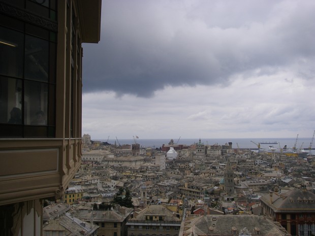 Panoramic view of Genoa at Spianata Castelletto